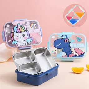 Cartoon Stainless Steel 304 Lunch Box With Spoon Kids Leak-Proof Bento Box