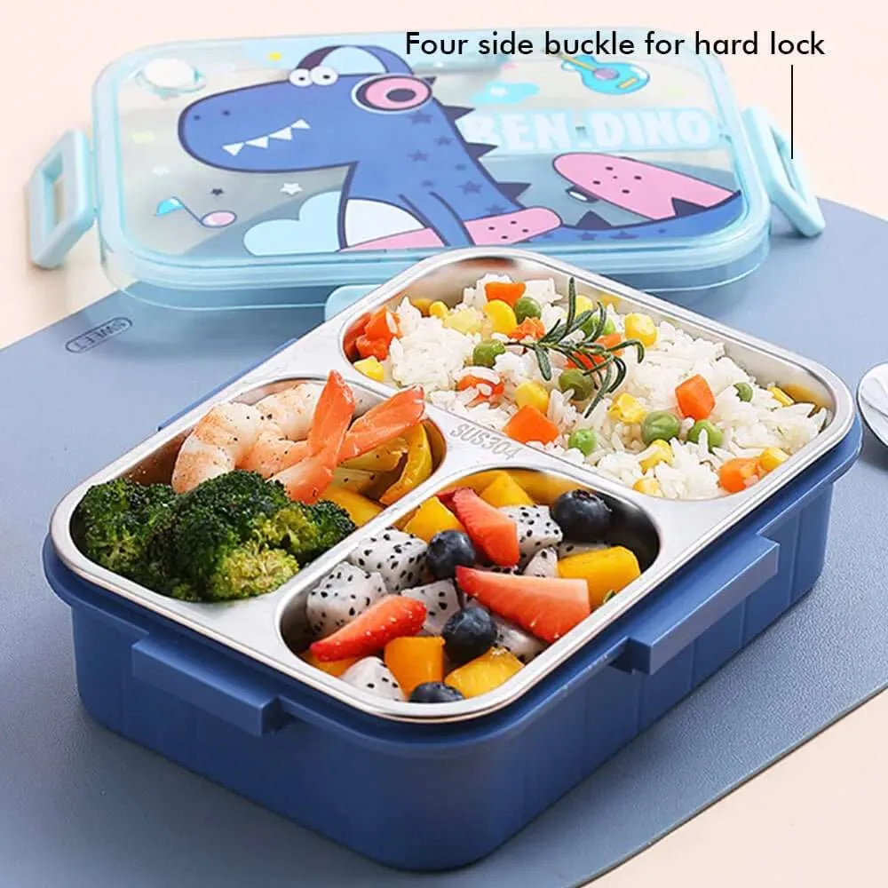 Cartoon Stainless Steel 304 Lunch Box With Spoon Kids Leak-Proof Bento Box