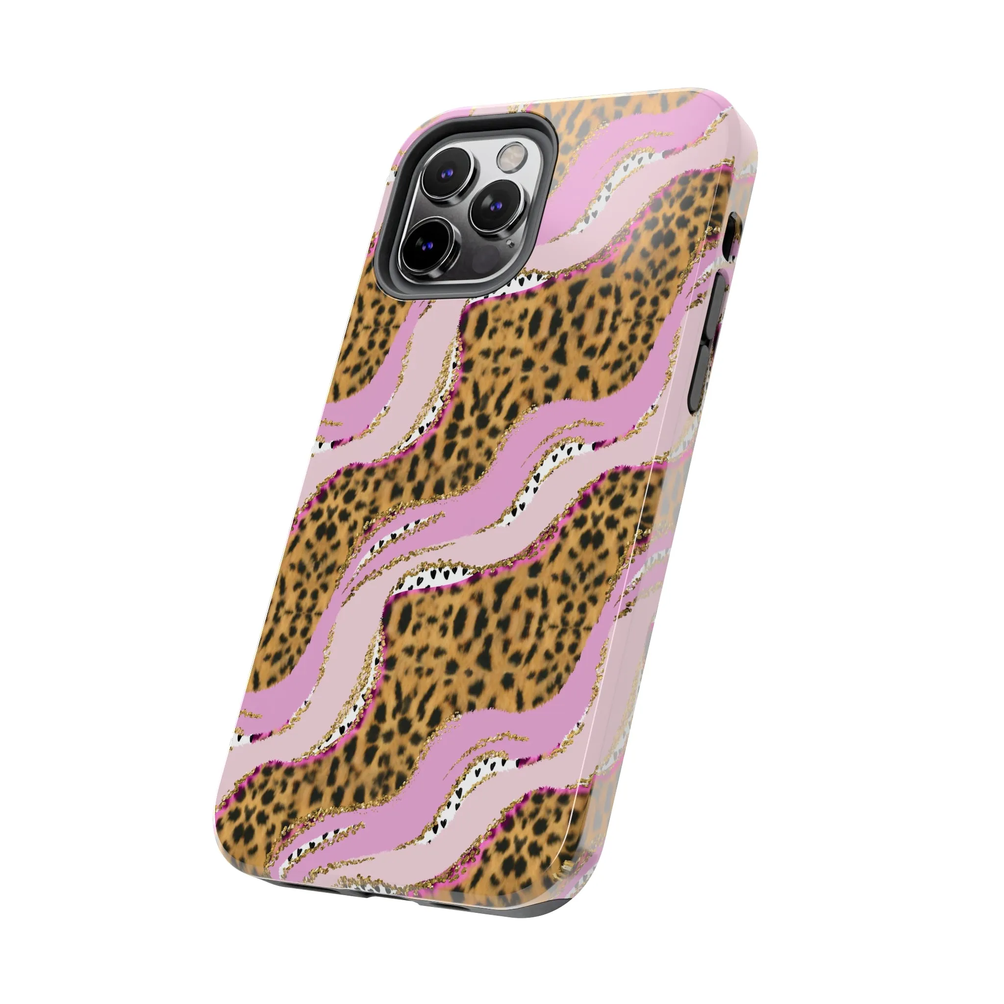 Cheetah Waves with Pink and Gold Design Phone Case- Lightweight, Impact Resistant Cover for iPhone 6, 6s, 12, 13, 14, 15