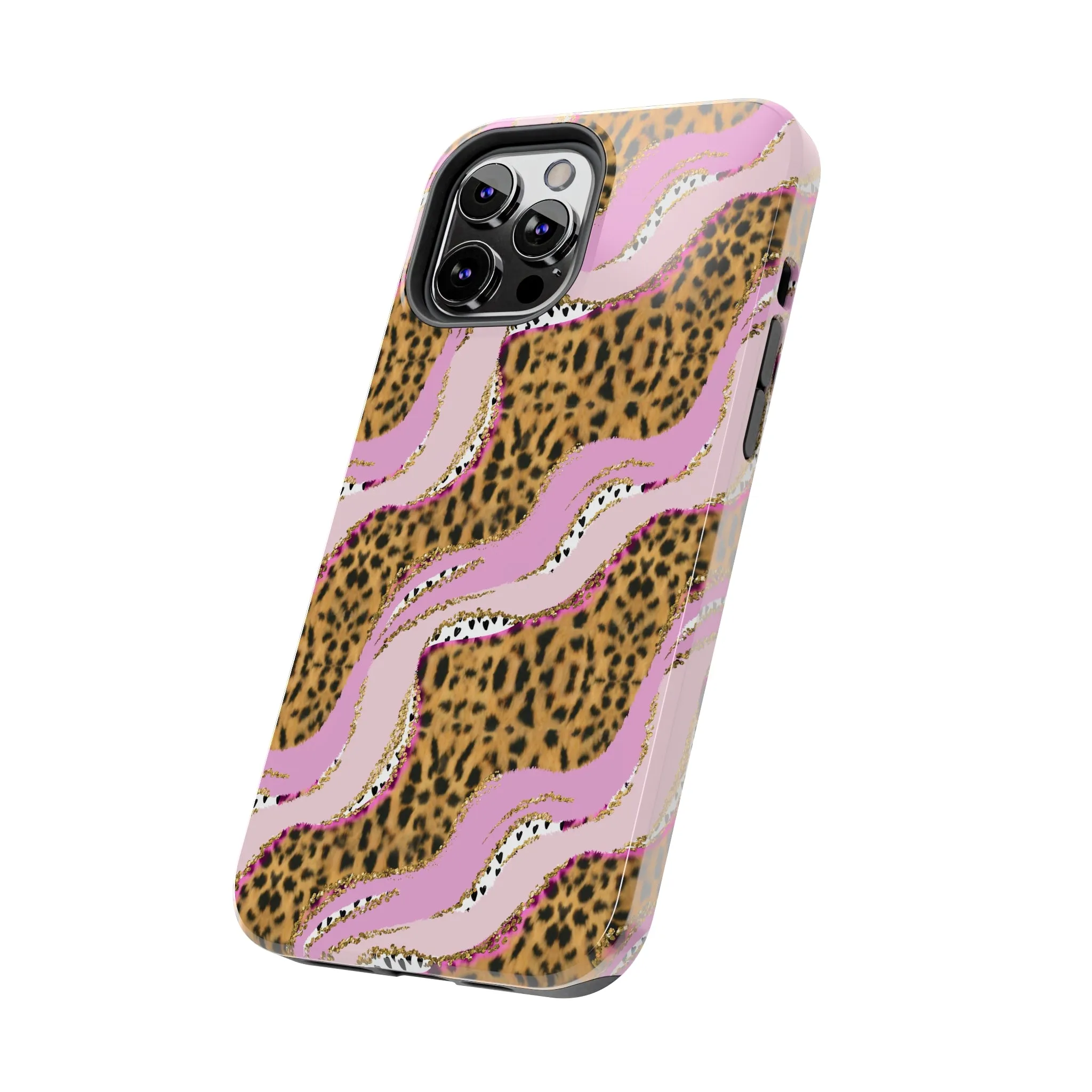 Cheetah Waves with Pink and Gold Design Phone Case- Lightweight, Impact Resistant Cover for iPhone 6, 6s, 12, 13, 14, 15