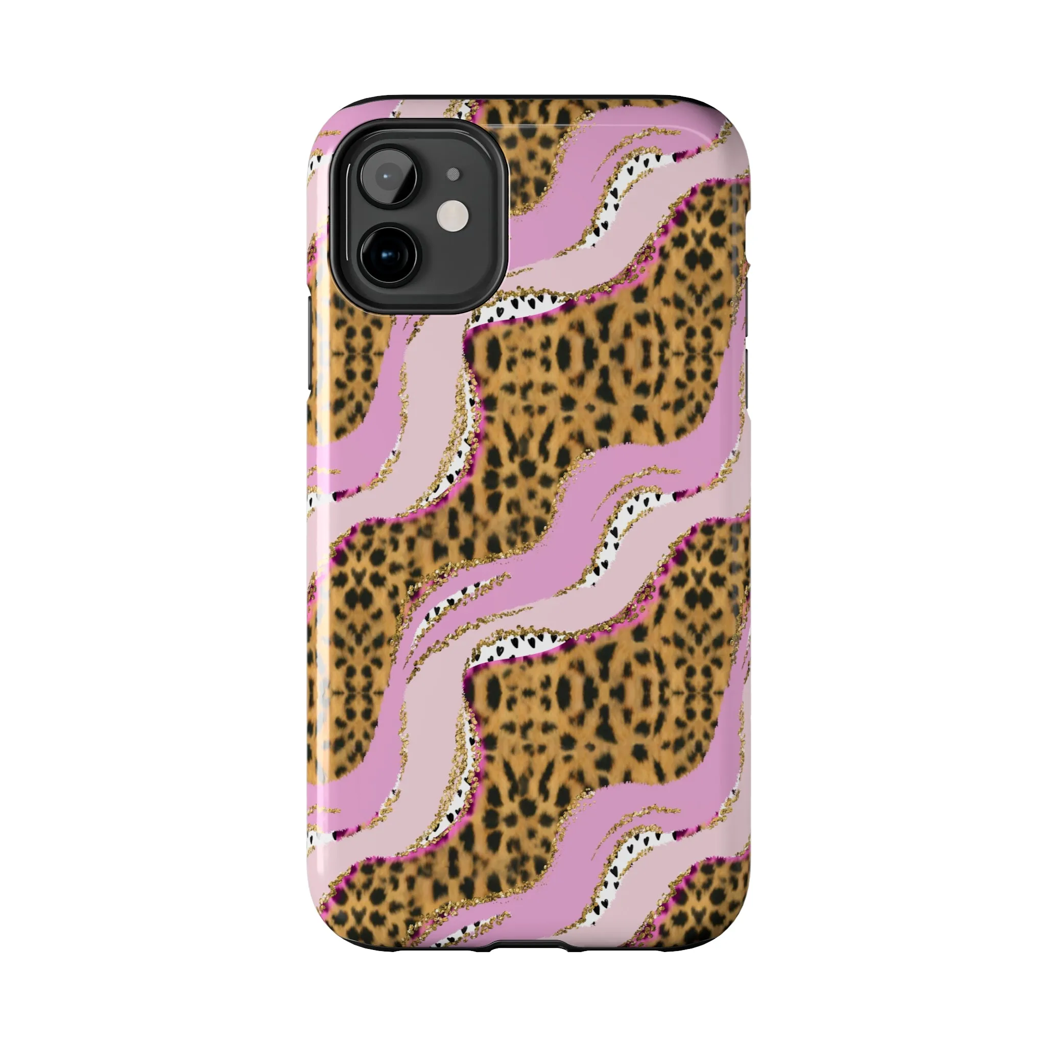 Cheetah Waves with Pink and Gold Design Phone Case- Lightweight, Impact Resistant Cover for iPhone 6, 6s, 12, 13, 14, 15