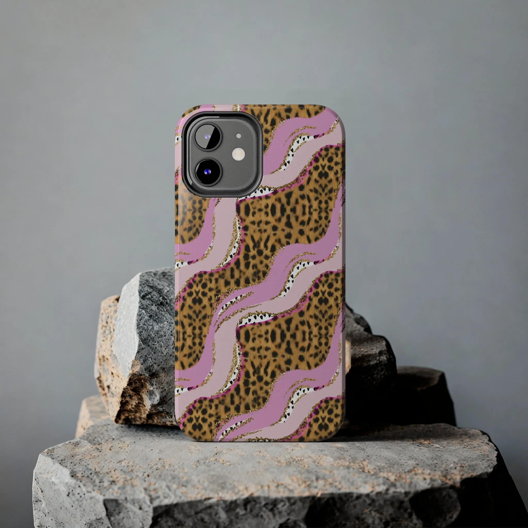 Cheetah Waves with Pink and Gold Design Phone Case- Lightweight, Impact Resistant Cover for iPhone 6, 6s, 12, 13, 14, 15