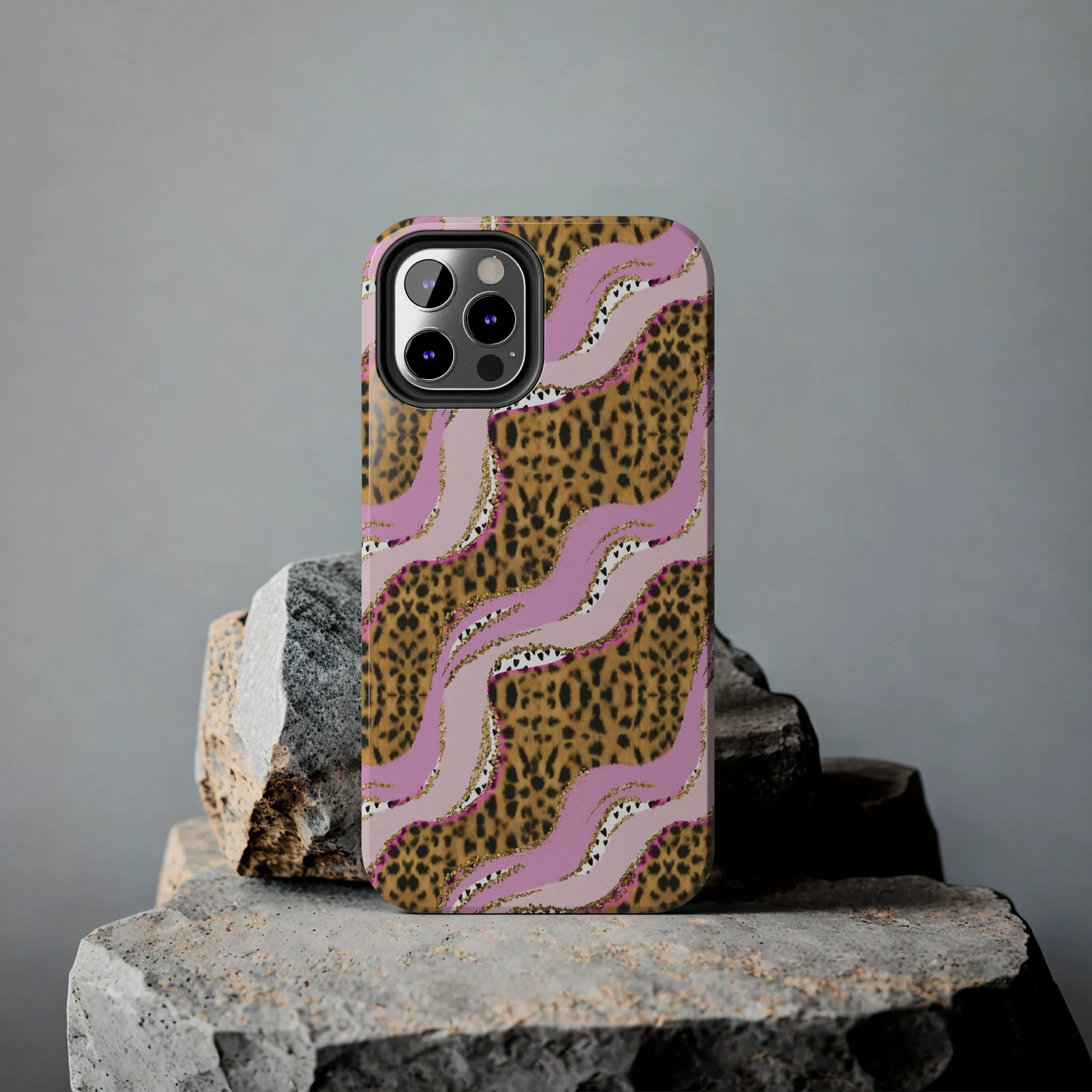 Cheetah Waves with Pink and Gold Design Phone Case- Lightweight, Impact Resistant Cover for iPhone 6, 6s, 12, 13, 14, 15