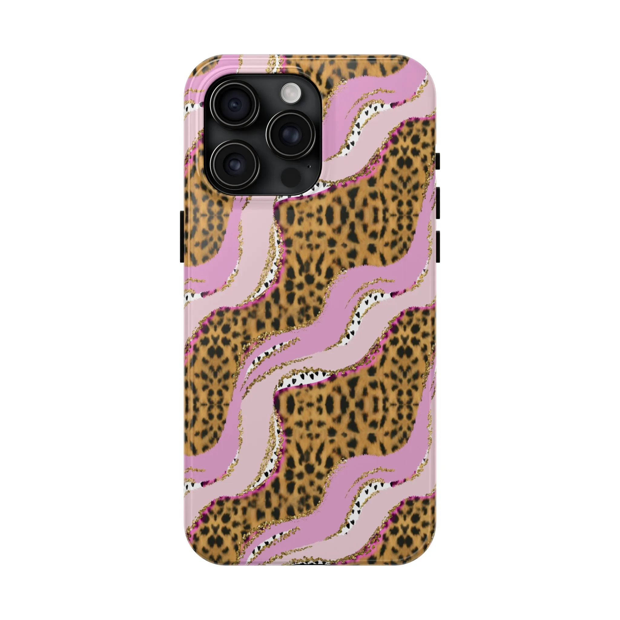 Cheetah Waves with Pink and Gold Design Phone Case- Lightweight, Impact Resistant Cover for iPhone 6, 6s, 12, 13, 14, 15