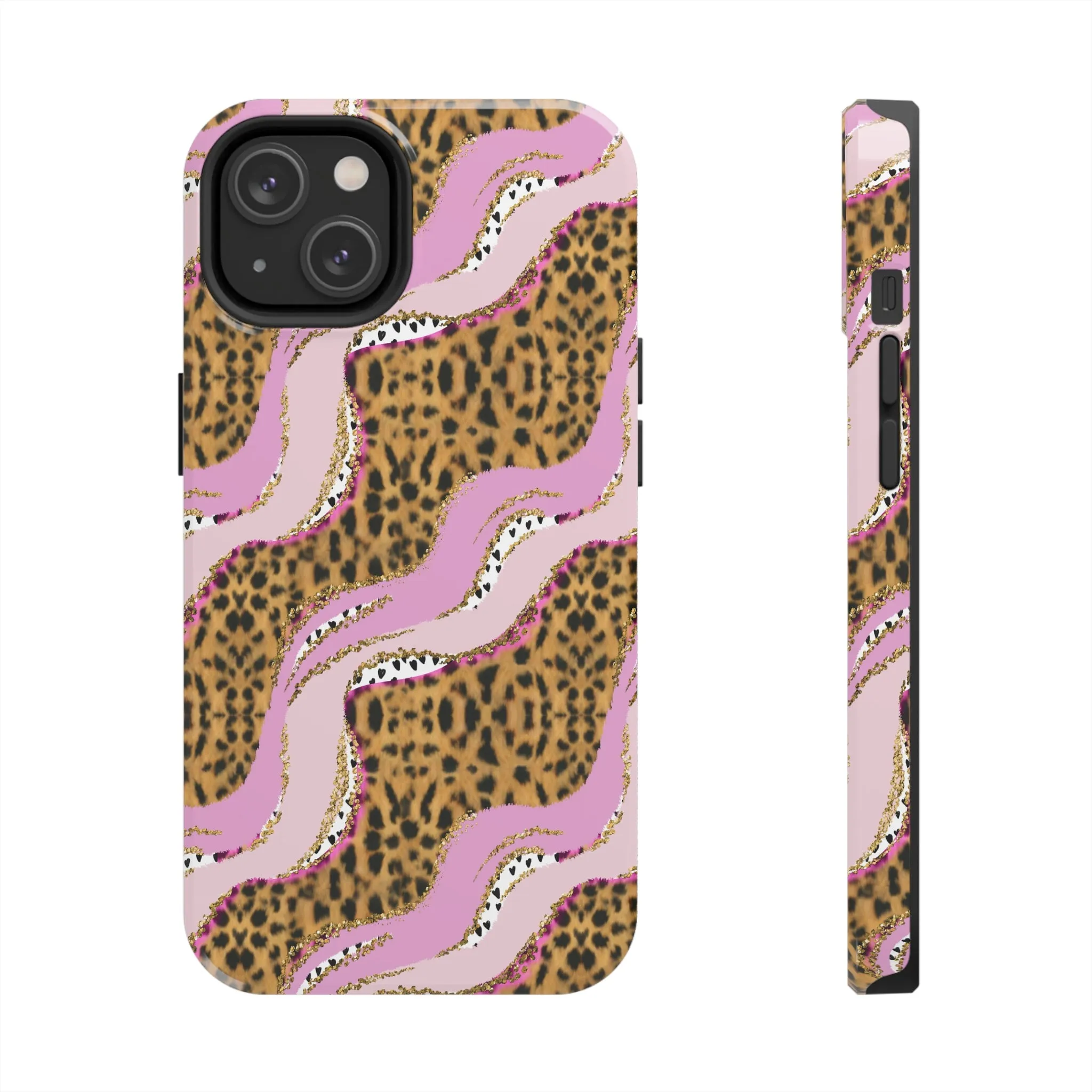 Cheetah Waves with Pink and Gold Design Phone Case- Lightweight, Impact Resistant Cover for iPhone 6, 6s, 12, 13, 14, 15