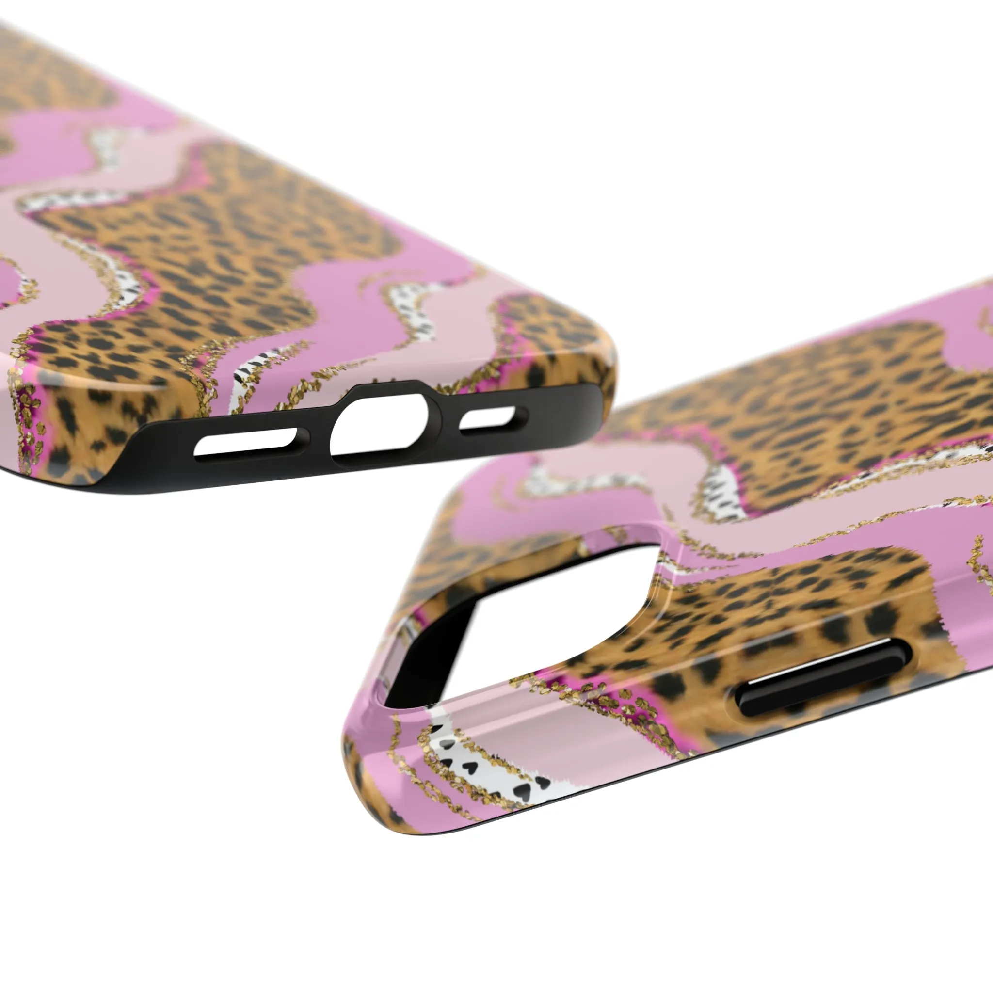 Cheetah Waves with Pink and Gold Design Phone Case- Lightweight, Impact Resistant Cover for iPhone 6, 6s, 12, 13, 14, 15