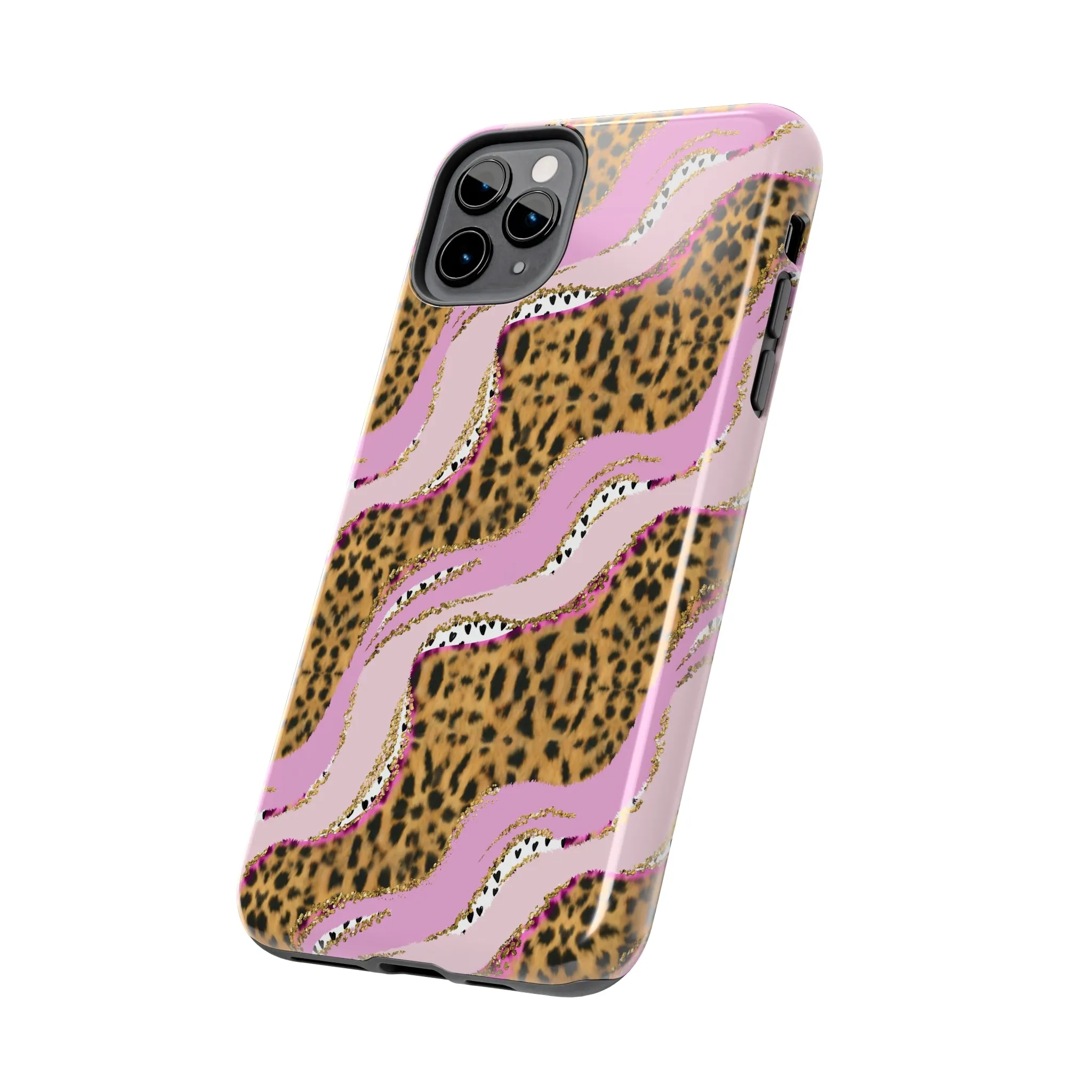 Cheetah Waves with Pink and Gold Design Phone Case- Lightweight, Impact Resistant Cover for iPhone 6, 6s, 12, 13, 14, 15