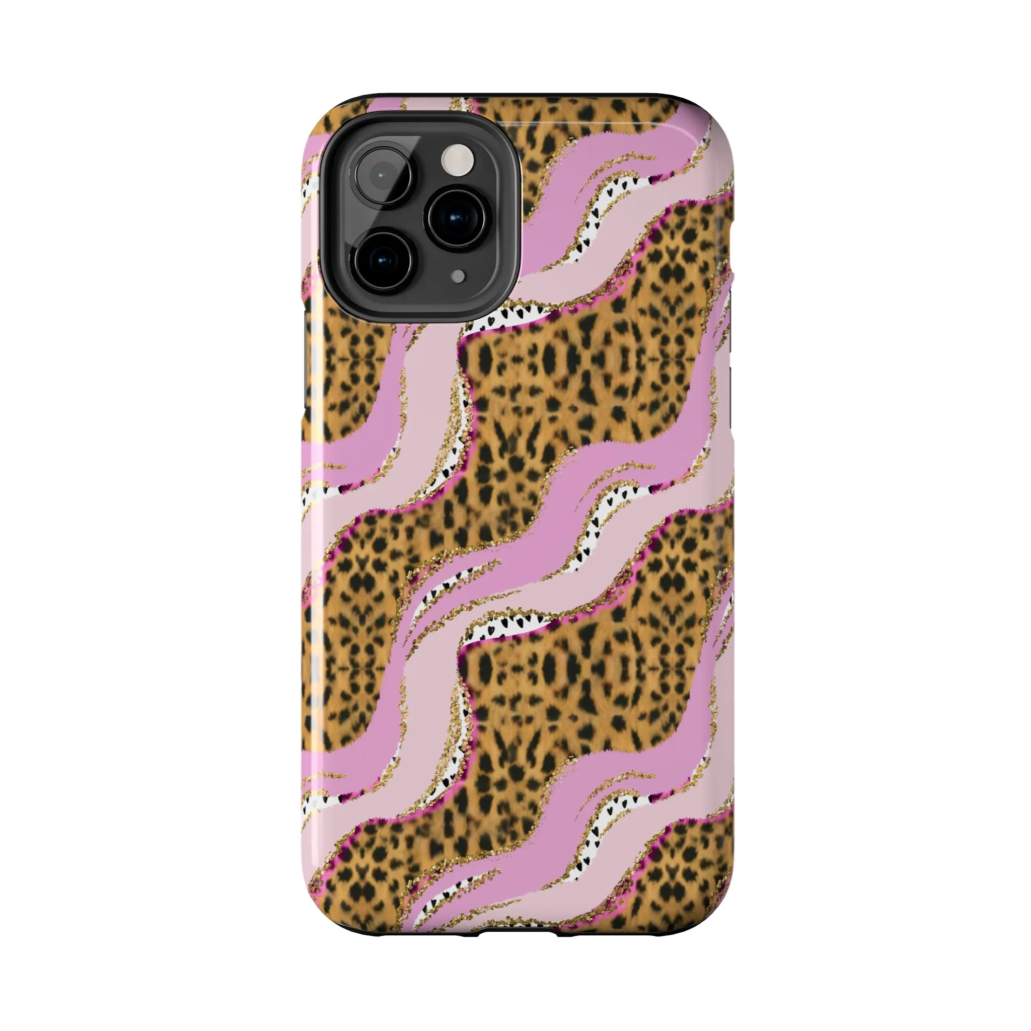 Cheetah Waves with Pink and Gold Design Phone Case- Lightweight, Impact Resistant Cover for iPhone 6, 6s, 12, 13, 14, 15