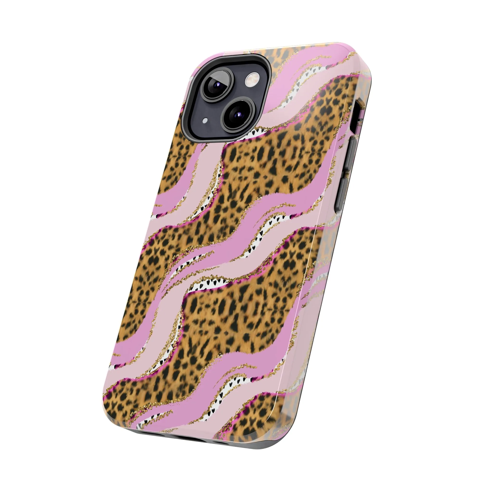 Cheetah Waves with Pink and Gold Design Phone Case- Lightweight, Impact Resistant Cover for iPhone 6, 6s, 12, 13, 14, 15