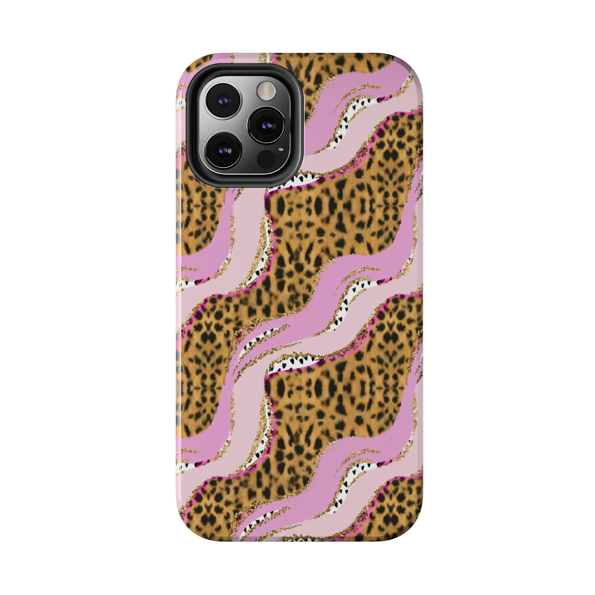 Cheetah Waves with Pink and Gold Design Phone Case- Lightweight, Impact Resistant Cover for iPhone 6, 6s, 12, 13, 14, 15