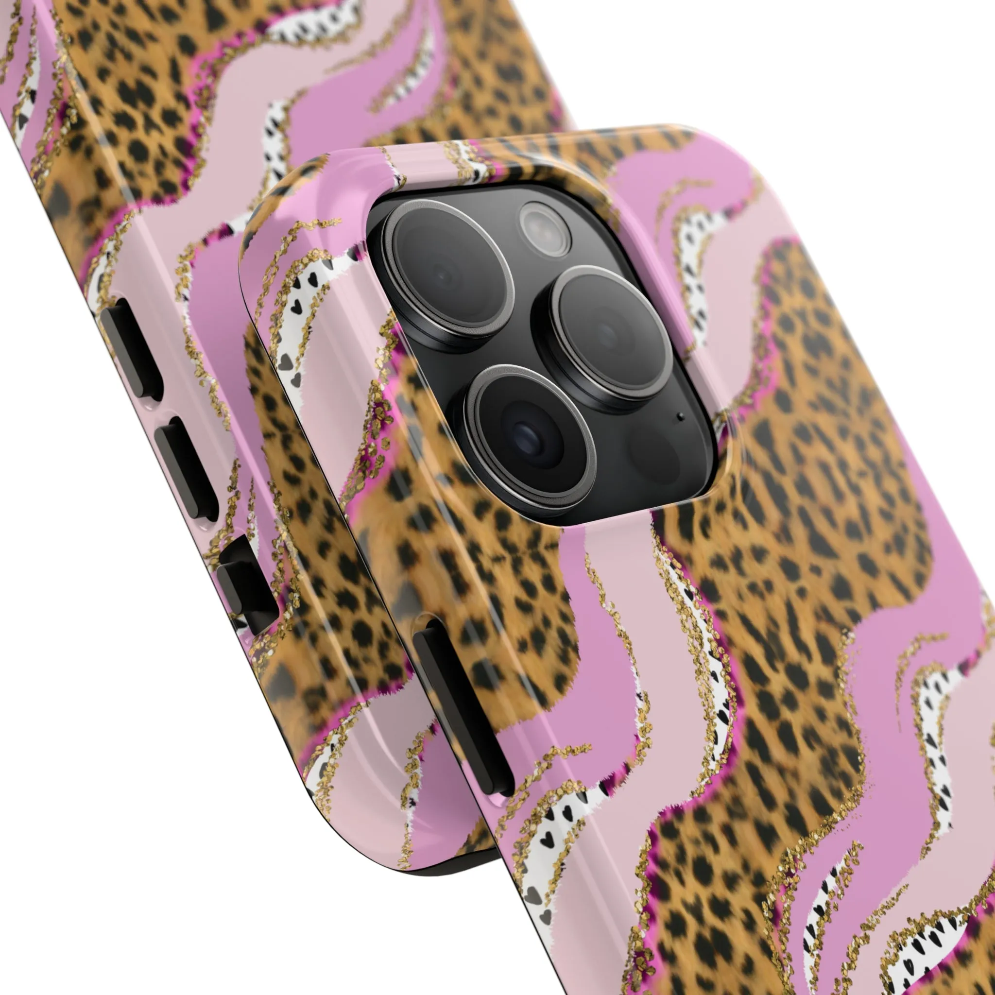 Cheetah Waves with Pink and Gold Design Phone Case- Lightweight, Impact Resistant Cover for iPhone 6, 6s, 12, 13, 14, 15