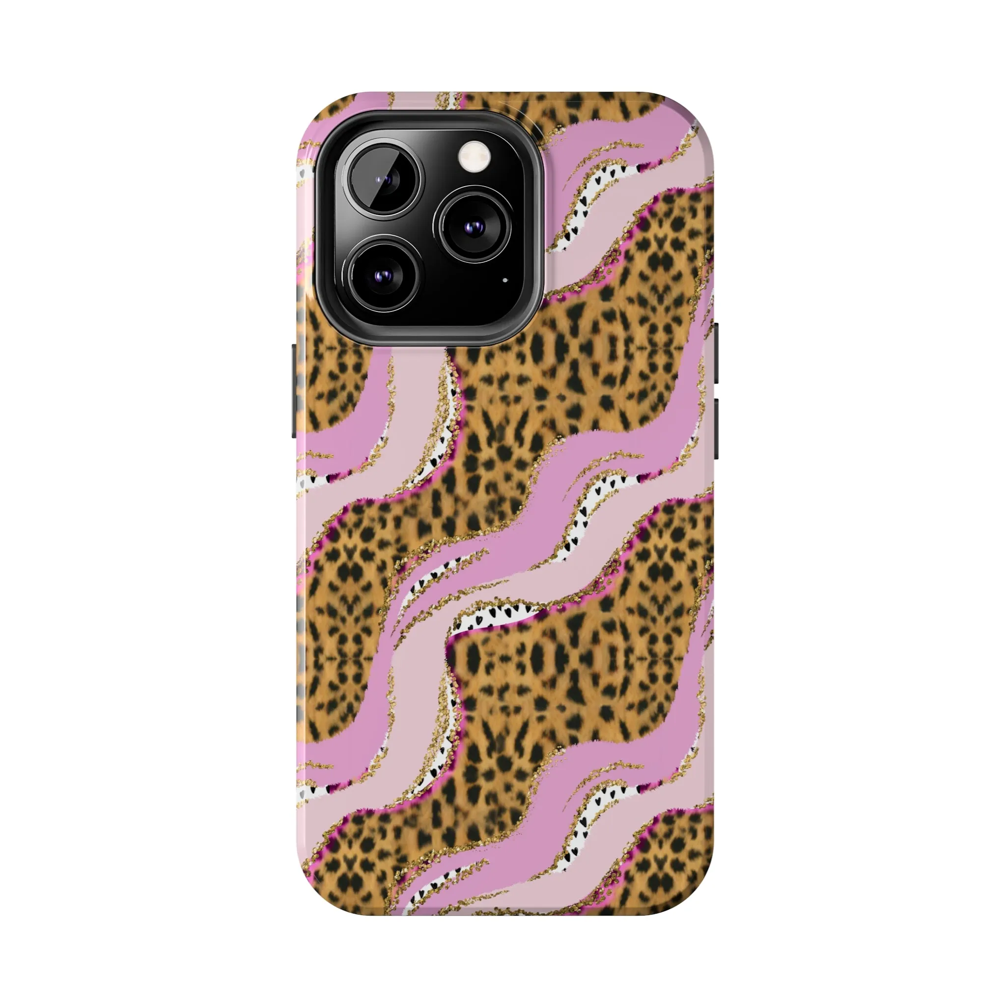 Cheetah Waves with Pink and Gold Design Phone Case- Lightweight, Impact Resistant Cover for iPhone 6, 6s, 12, 13, 14, 15