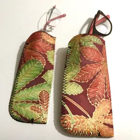 Chestnut Leaves glasses case - slip-on padded glasses cover - reading or large glasses cover