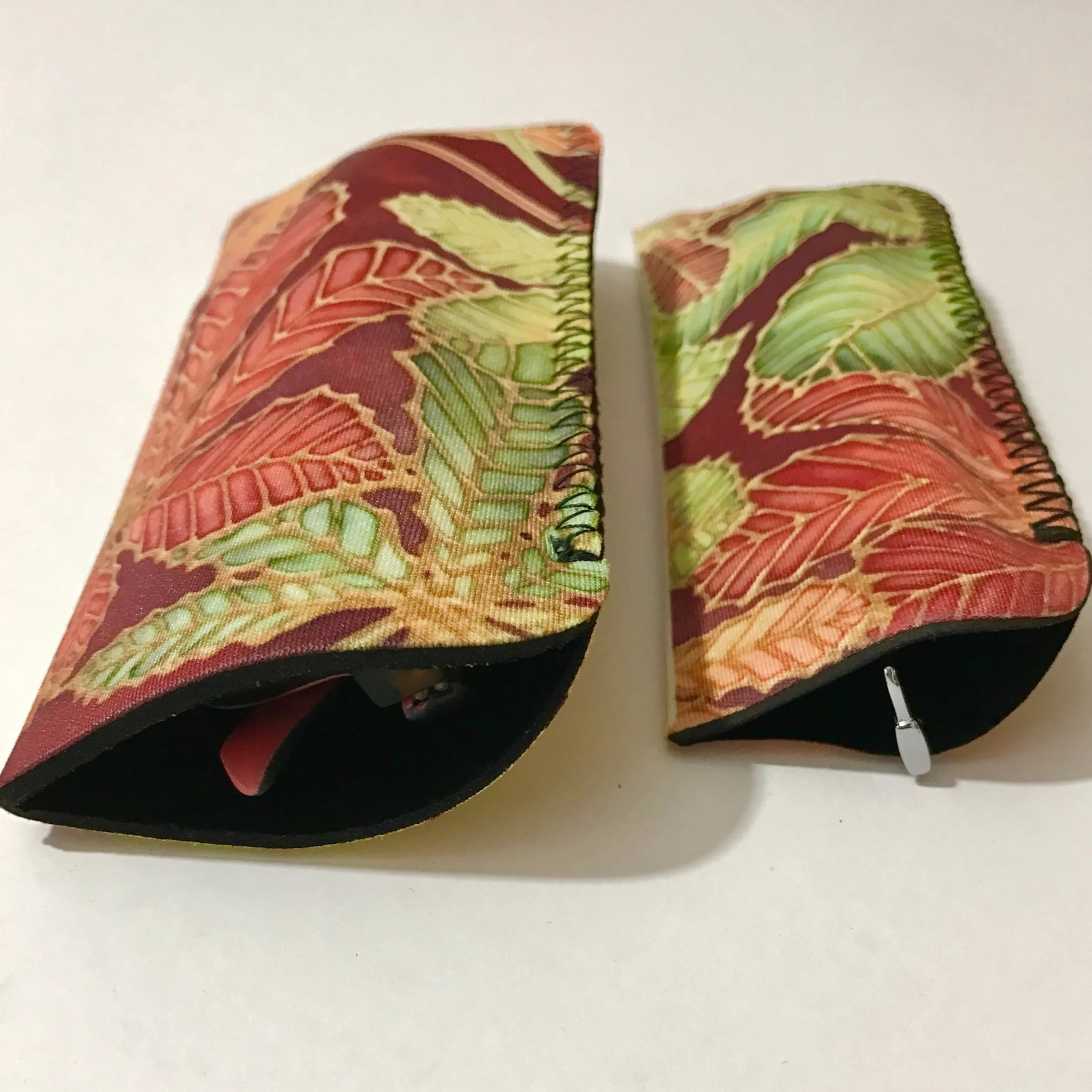 Chestnut Leaves glasses case - slip-on padded glasses cover - reading or large glasses cover