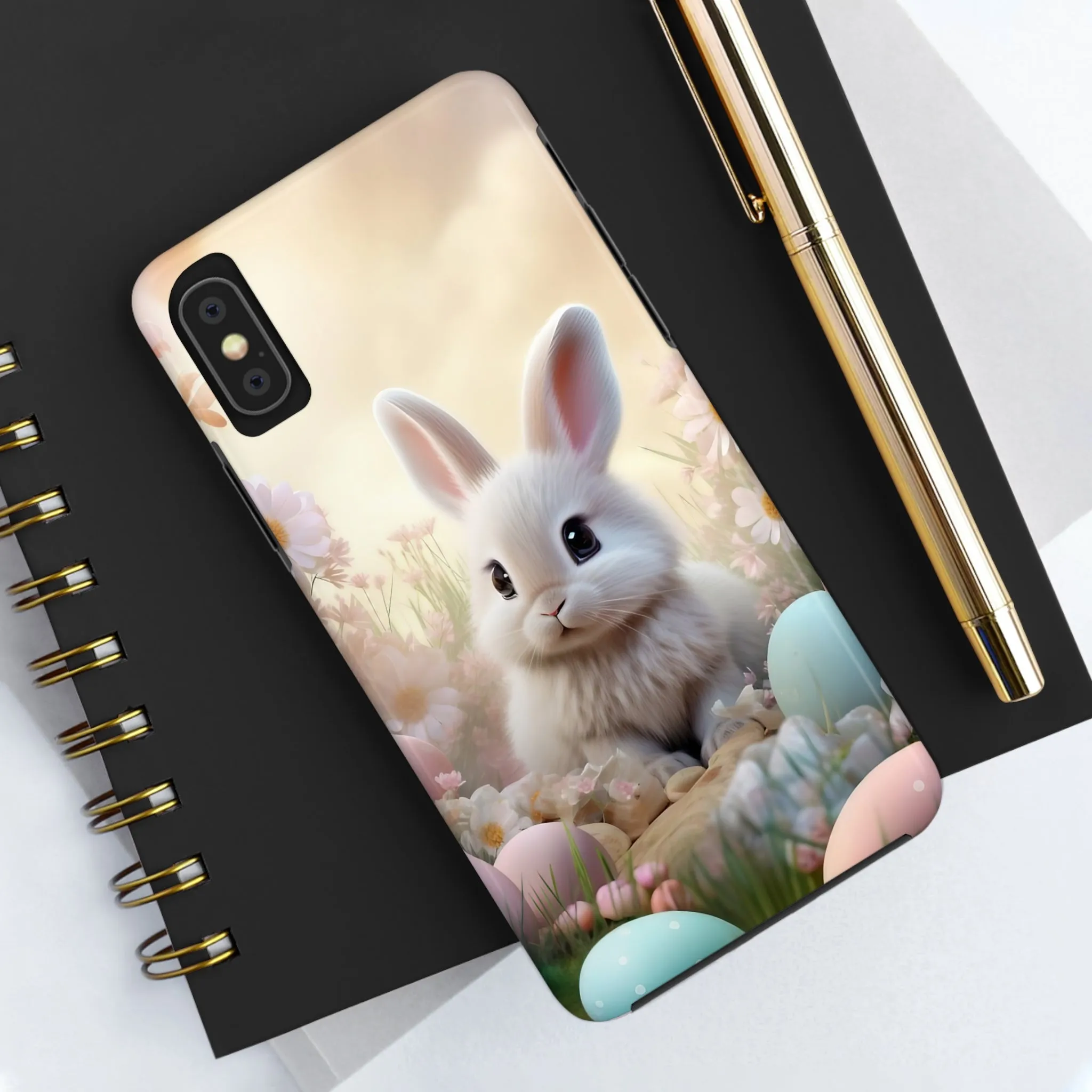 Cute Easter Bunny Pattern Design Tough Phone Case compatible with a large variety of iPhone models, Gift, Phone Case