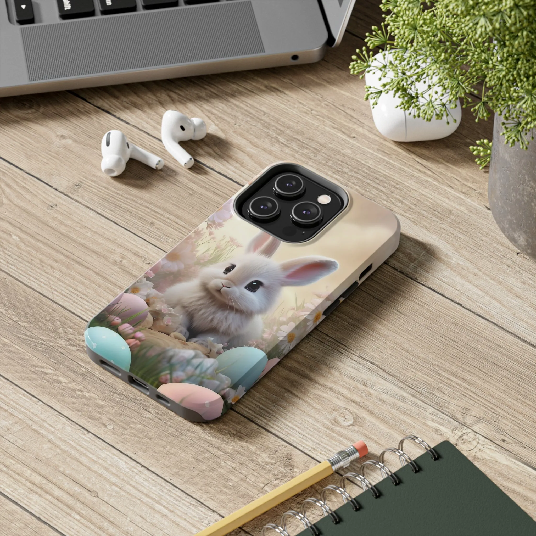 Cute Easter Bunny Pattern Design Tough Phone Case compatible with a large variety of iPhone models, Gift, Phone Case