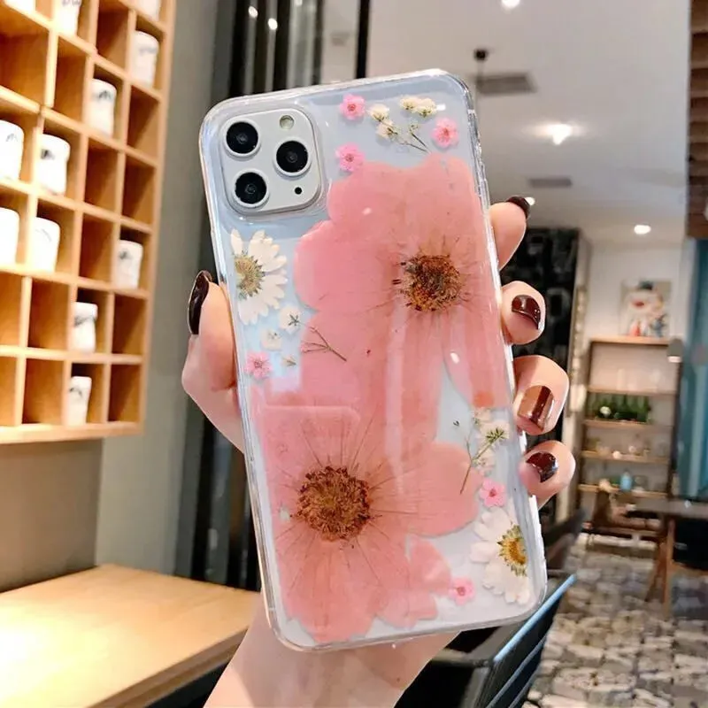 Cute Transparent Flower Silicone phone case for women