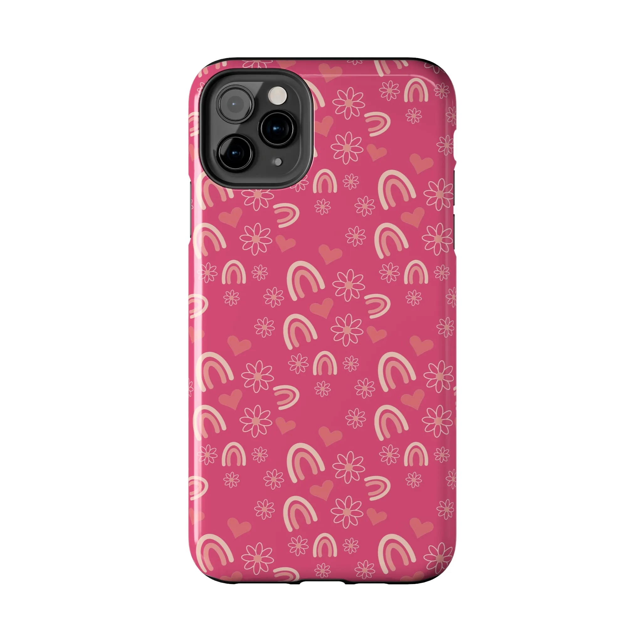 Dark Pink Boho2 Rainbow print Design Tough Phone Case compatible with a large variety of iPhone models, Gift, Phone Case