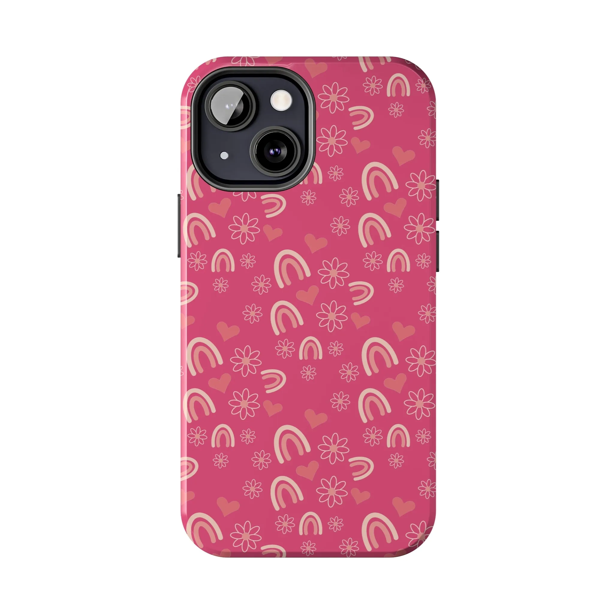 Dark Pink Boho2 Rainbow print Design Tough Phone Case compatible with a large variety of iPhone models, Gift, Phone Case