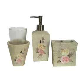 Desert Skull Rose Floral 3PC Bath Countertop Accessory Set