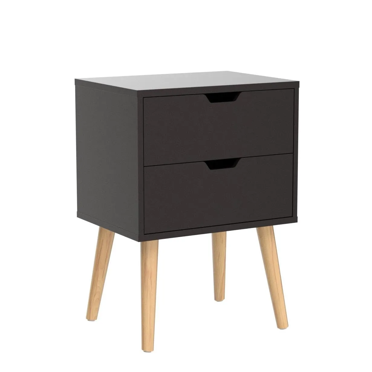 Dime Arts Shoppee Engineered Wood Bed Side Table with 2-Drawer Nightstand, Accent or End Table with Storage (Brown)