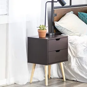 Dime Arts Shoppee Engineered Wood Bed Side Table with 2-Drawer Nightstand, Accent or End Table with Storage (Brown)