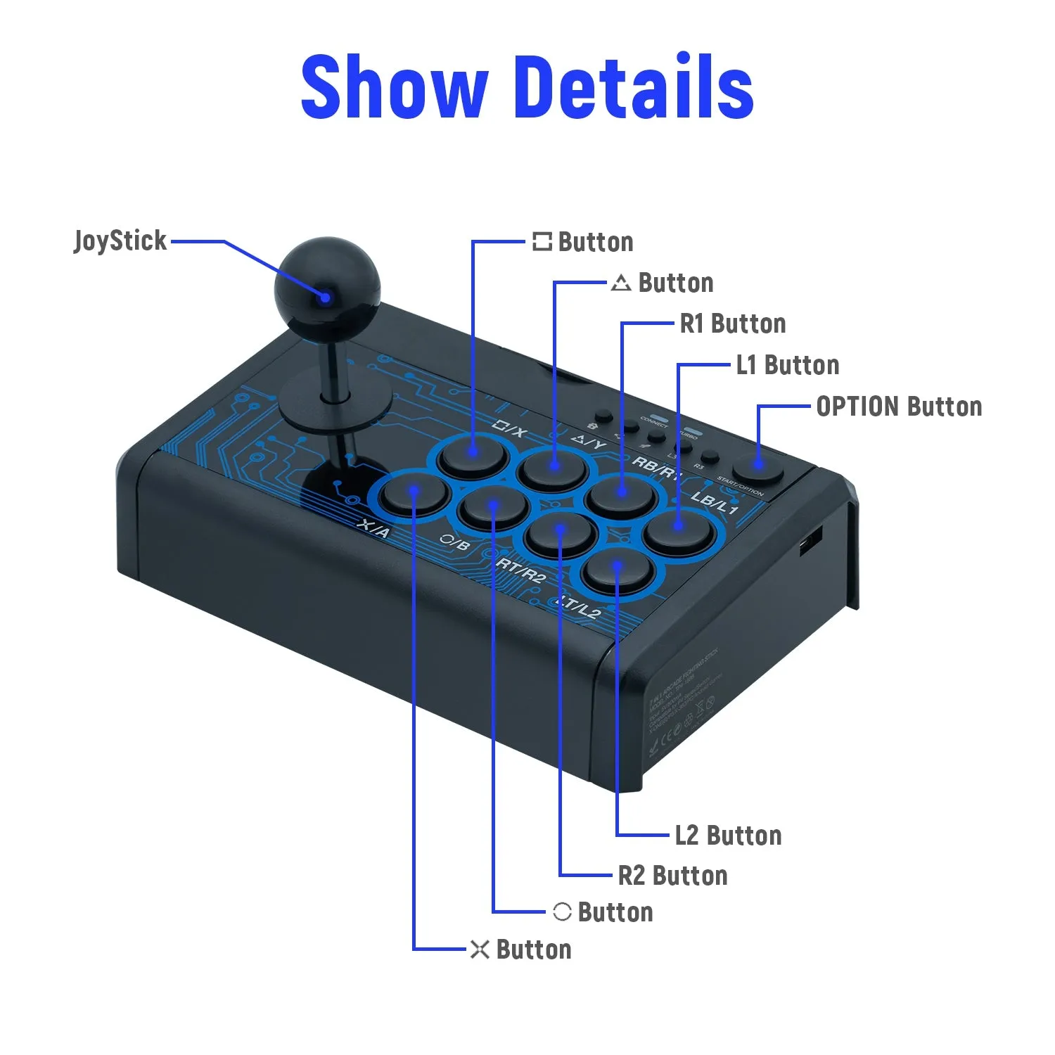 DOBE 7in1 Mini Arcade Stick  Fightstick Joy stick Fight Stick for PS4/PS3/Xbox One/Xbox 360/for Nintendo Switch/ for Android/PC