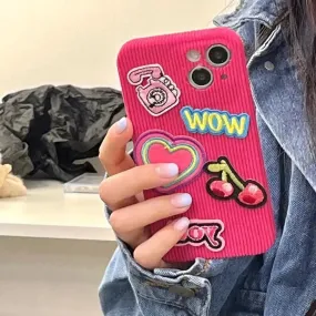 Embroidered Love Cherry Patch Phone Case