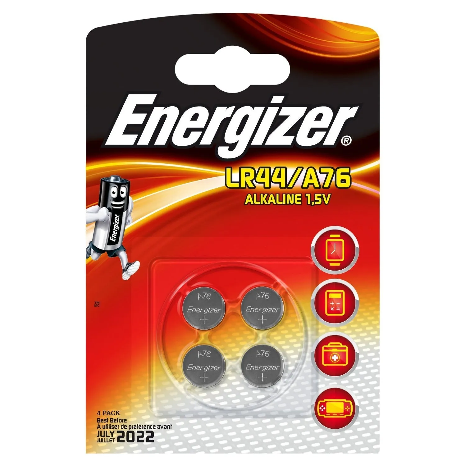 Energizer LR44 A76 Battery 1.5V Pack of 4