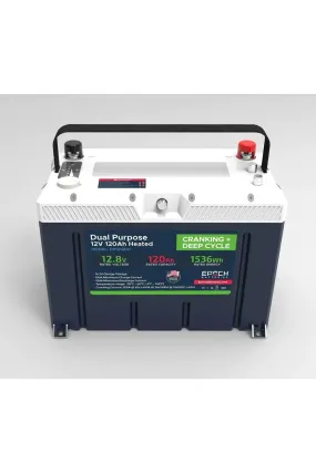 Epoch Batteries 12V 120Ah - Group 27 - Cranking & Deep Cycle Lithium Battery (Dual Purpose)