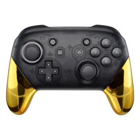 eXtremeRate Chrome Gold Replacement Handle Grips for Nintendo Switch Pro Controller, Glossy DIY Hand Grip Shell for Nintendo Switch Pro - Controller NOT Included - GRD401