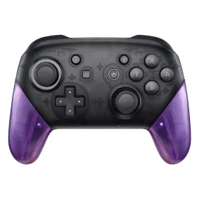 eXtremeRate Clear Atomic Purple Replacement Handle Grips for Nintendo Switch Pro Controller, DIY Hand Grip Shell for Nintendo Switch Pro - Controller NOT Included - GRM505