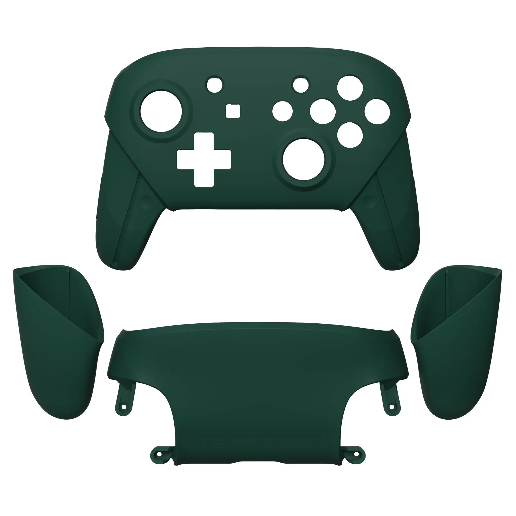 eXtremeRate Forest Green Faceplate Backplate Handles for NS Switch Pro Controller, Soft Touch DIY Replacement Grip Housing Shell Cover for NS Switch Pro - Controller NOT Included - FRP354