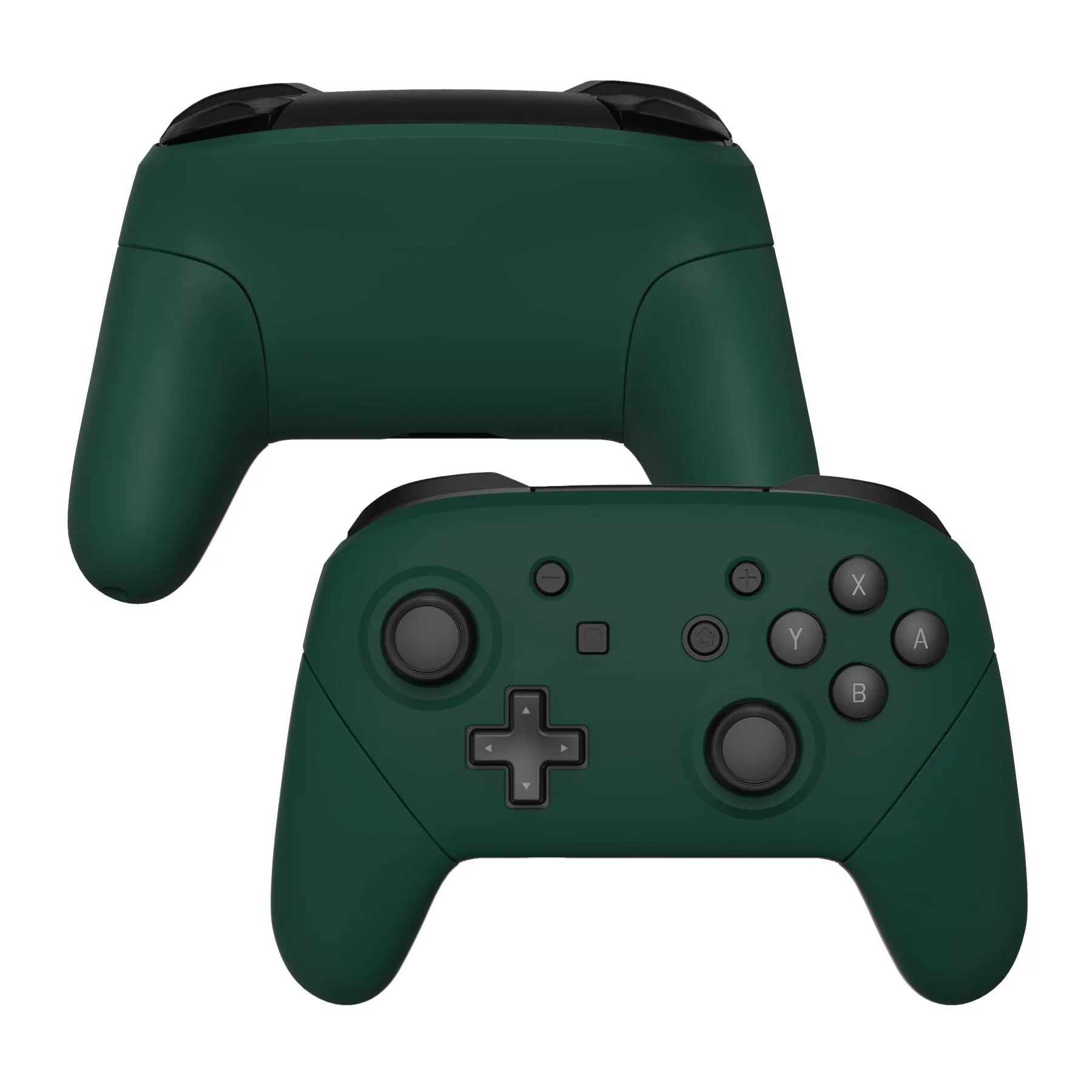 eXtremeRate Forest Green Faceplate Backplate Handles for NS Switch Pro Controller, Soft Touch DIY Replacement Grip Housing Shell Cover for NS Switch Pro - Controller NOT Included - FRP354