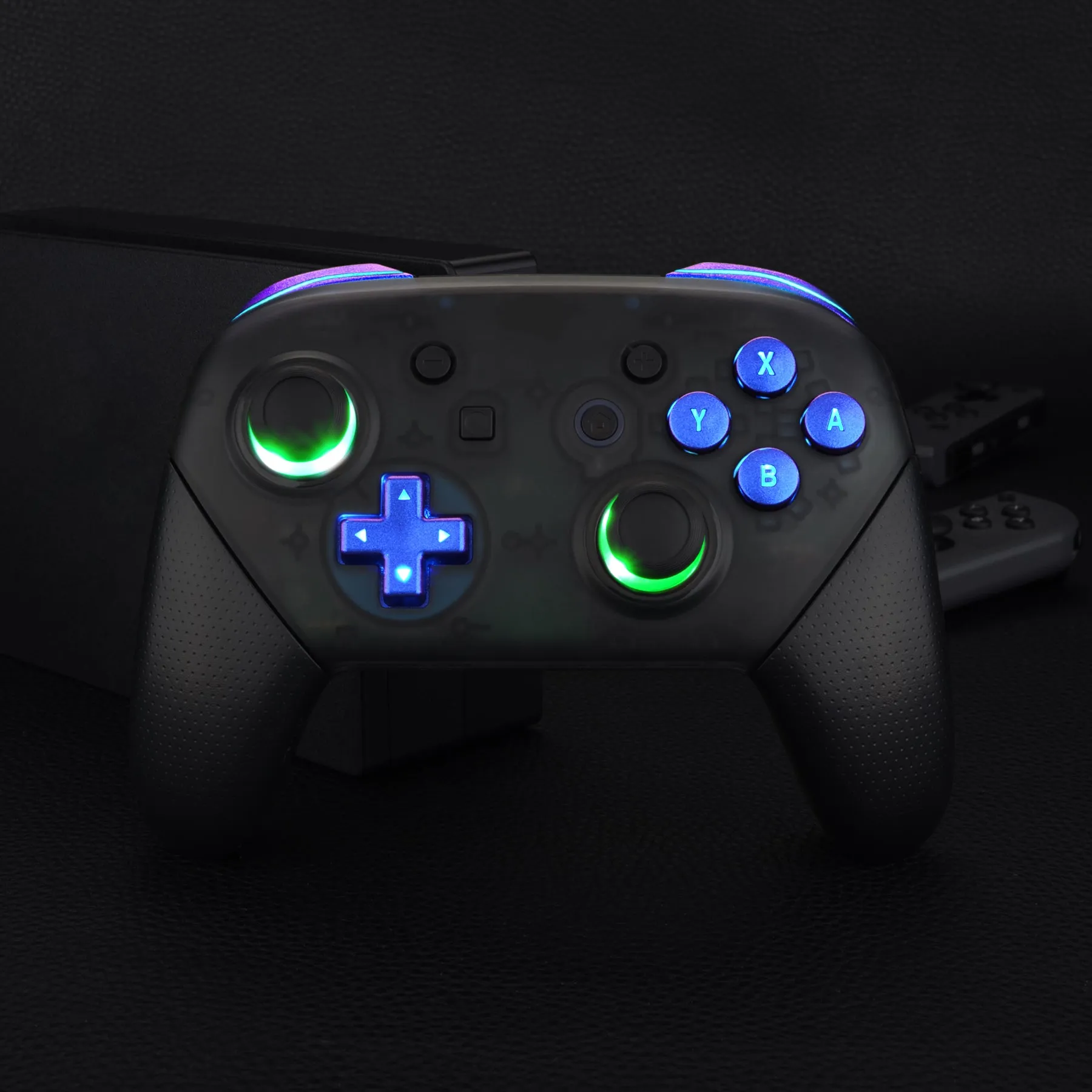 eXtremeRate Multi-Colors Luminated Thumbsticks D-pad ABXY ZR ZL L R Chameleon Purple Blue Classic Symbol Buttons DTFS LED Kit for NS Switch Pro Controller - 9 Colors Modes 6 Areas DIY Option Button Control - NSLED020