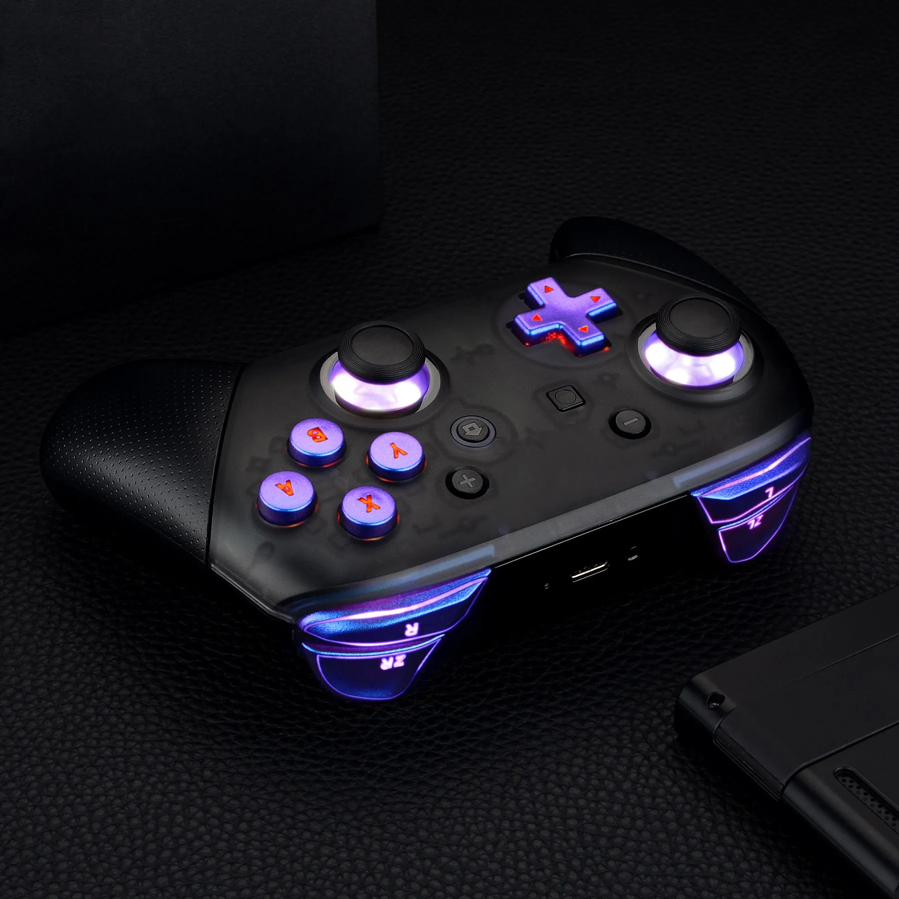 eXtremeRate Multi-Colors Luminated Thumbsticks D-pad ABXY ZR ZL L R Chameleon Purple Blue Classic Symbol Buttons DTFS LED Kit for NS Switch Pro Controller - 9 Colors Modes 6 Areas DIY Option Button Control - NSLED020