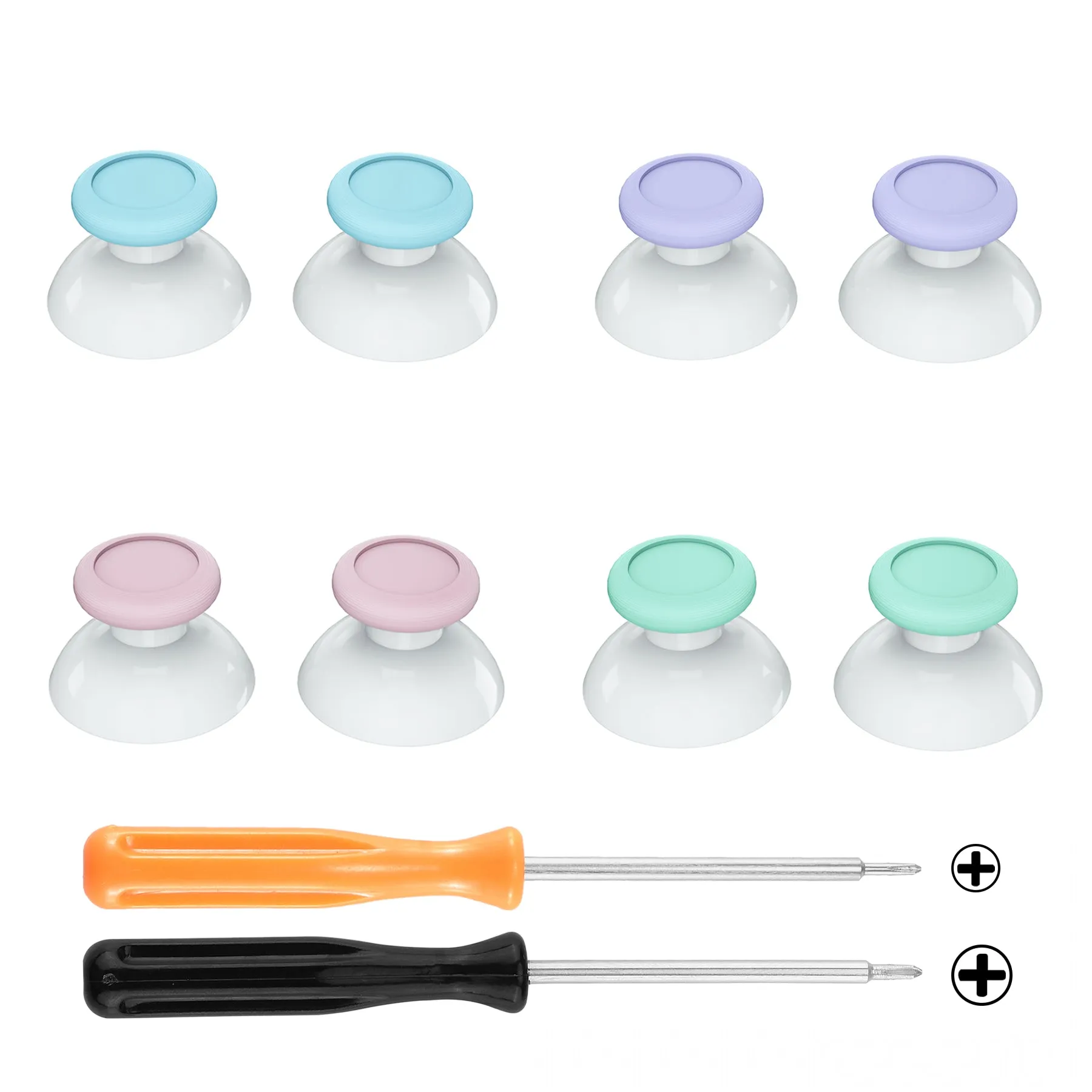 eXtremeRate Replacement 3D Joystick Thumbsticks, Analog Thumb Sticks with PH00 Screwdriver for Nintendo Switch Pro Controller - Cherry Blossoms & Mint Green & Heaven Blue & Light Violet - ZKRM502