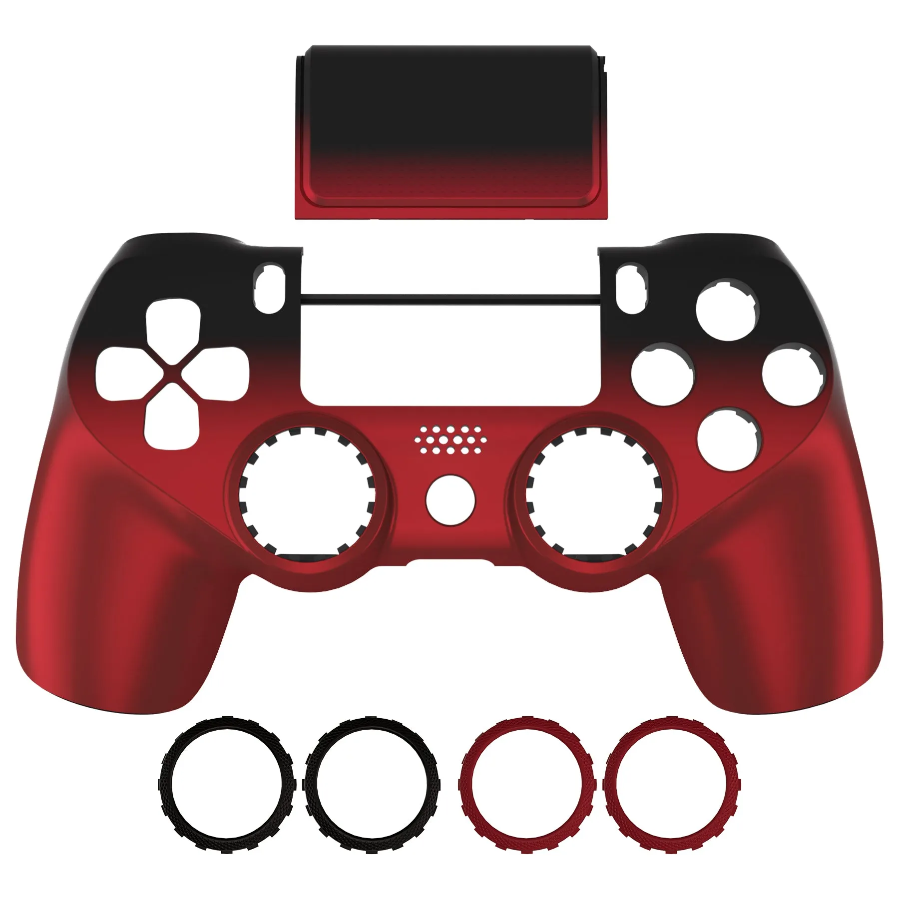 eXtremeRate Shadow Scarlet Red Replacement Faceplate Touchpad, Redesigned Soft Touch Housing Shell Touch Pad Compatible with PS4 Slim Pro Controller JDM-040/050/055 - Controller NOT Included - GHP4P005