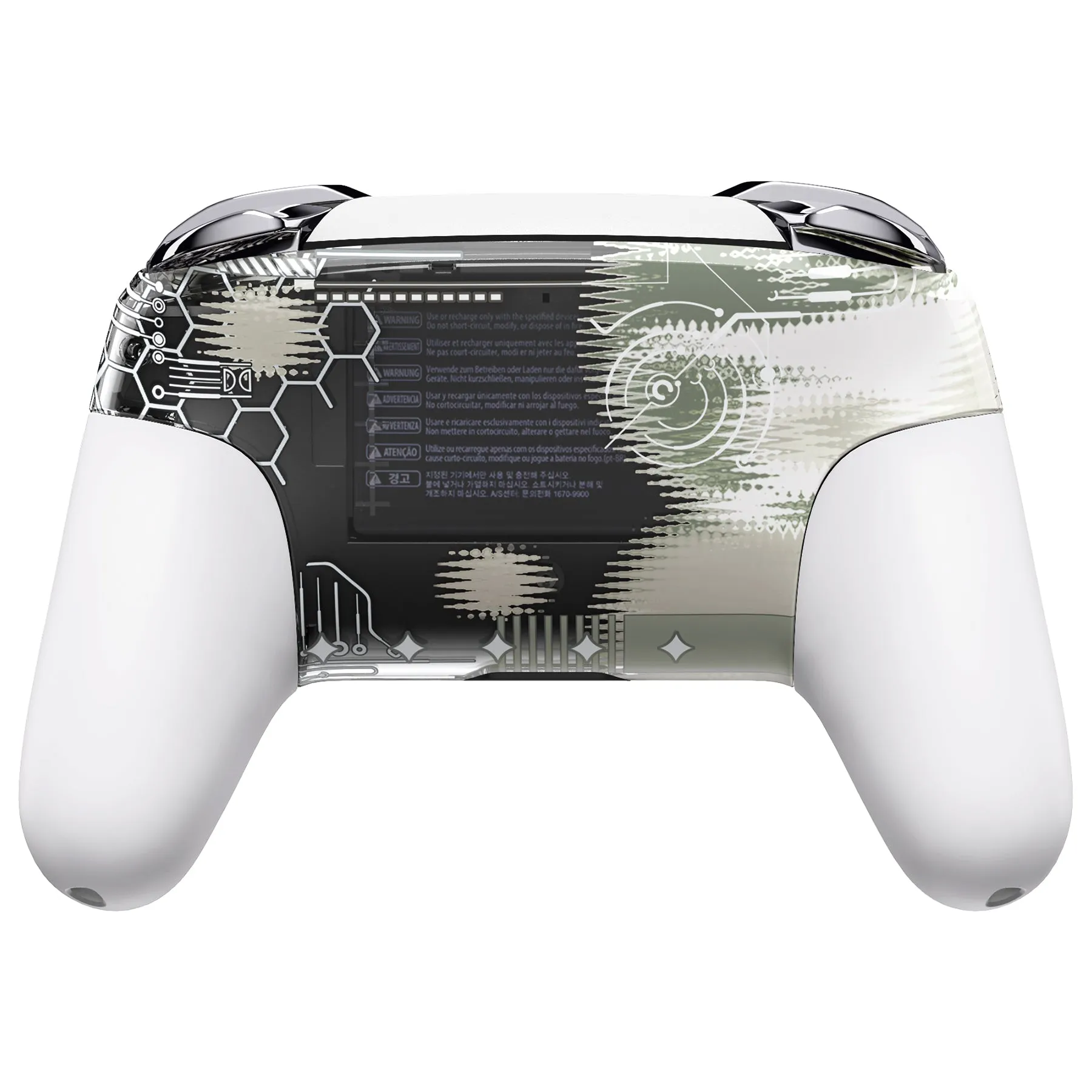 eXtremeRate Silver Splatter Faceplate Backplate Handles for NS Switch Pro Controller, Soft Touch Replacement Grip Housing Shell Cover with Colorful ABXY Buttons for NS Switch Pro - FRT107