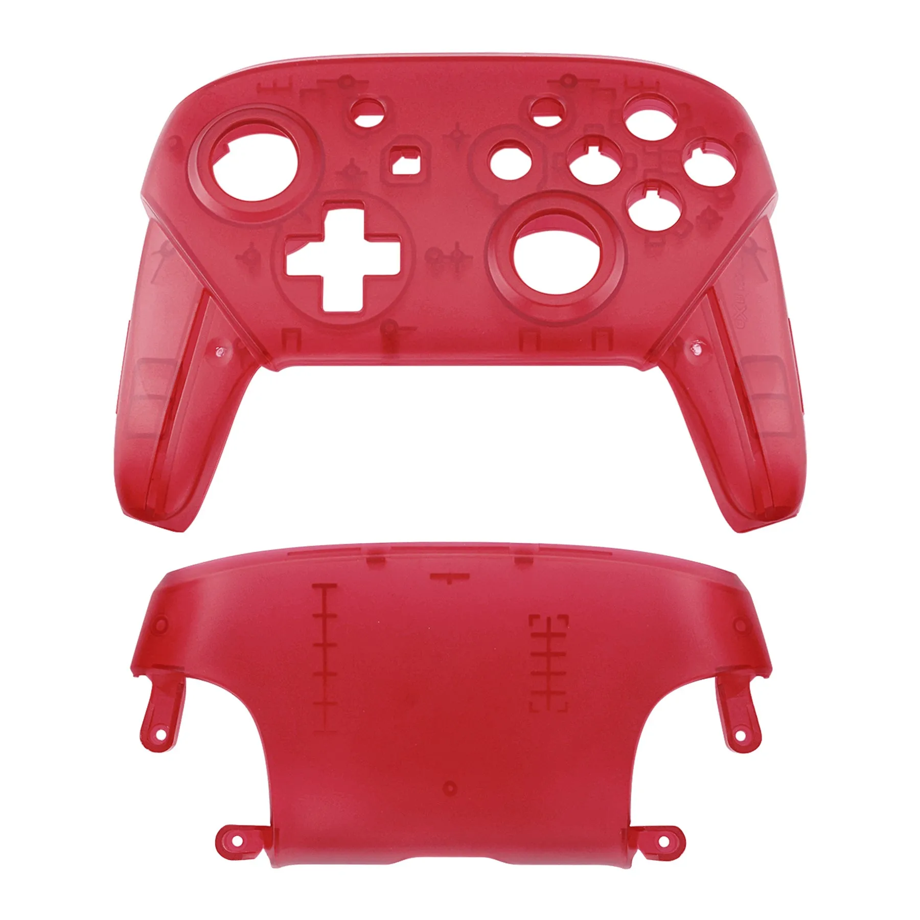 eXtremeRate Transparent Clear Red Faceplate and Backplate for Nintendo Switch Pro Controller, DIY Replacement Shell Housing Case for Nintendo Switch Pro - Controller NOT Included - MRM502