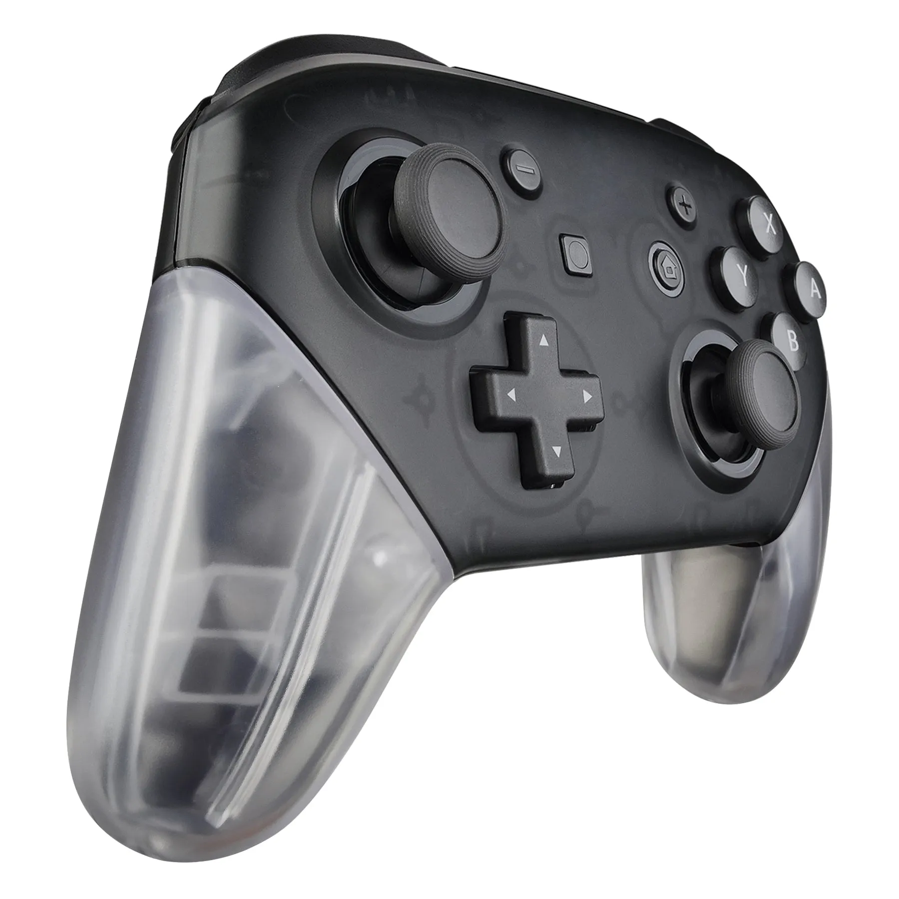 eXtremeRate Transparent Clear Replacement Handle Grips for Nintendo Switch Pro Controller, DIY Hand Grip Shell for Nintendo Switch Pro - Controller NOT Included - GRM501