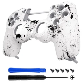 eXtremeRate White Splashing Spray Soft Touch Grip Front Housing Shell Faceplate for PS4 Slim Pro Controller (CUH-ZCT2 JDM-040 JDM-050 JDM-055) - SP4FS15