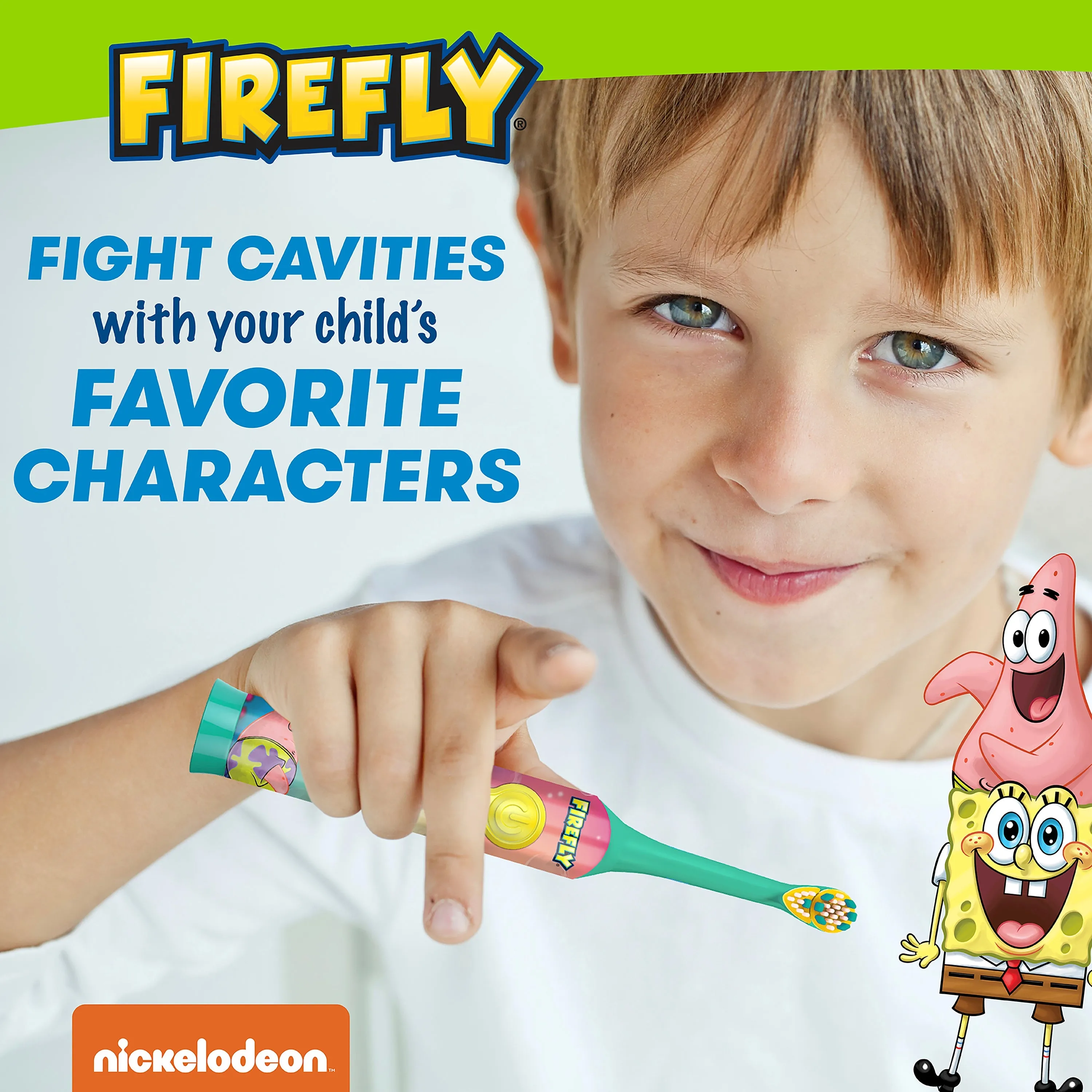 Firefly Clean N' Protect SpongeBob SquarePants Battery Powered Toothbrush With 3D Antibacterial Cover