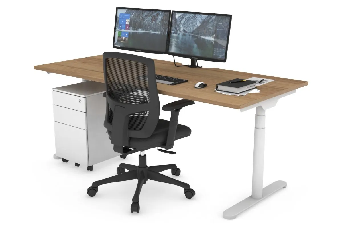 Flexi Premium Height Adjustable Single Workstation [1800L x 800W with Cable Scallop]