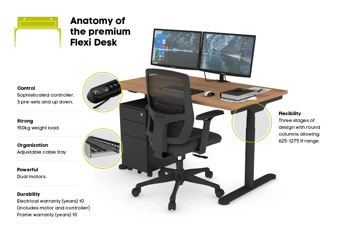 Flexi Premium Height Adjustable Single Workstation [1800L x 800W with Cable Scallop]