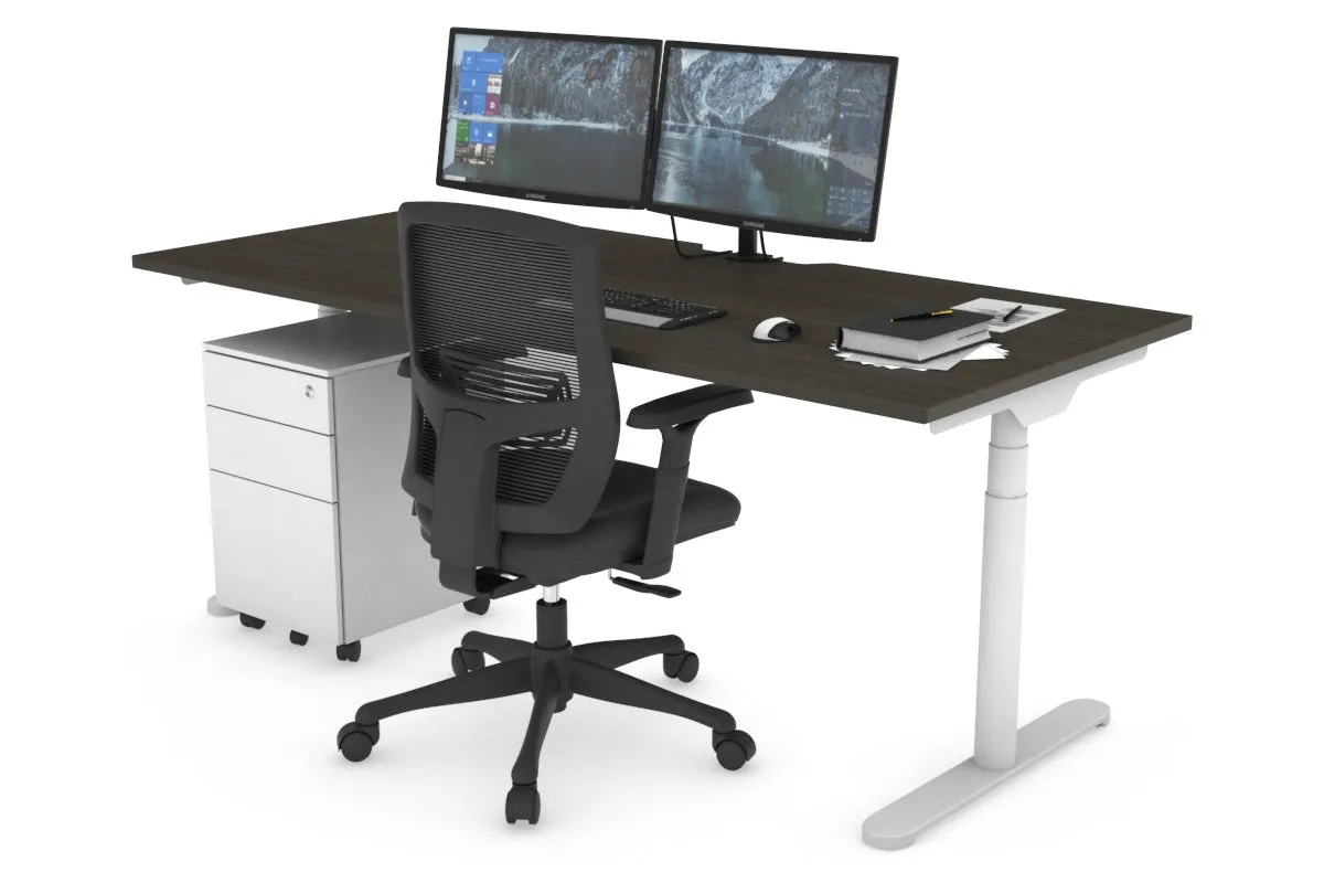 Flexi Premium Height Adjustable Single Workstation [1800L x 800W with Cable Scallop]