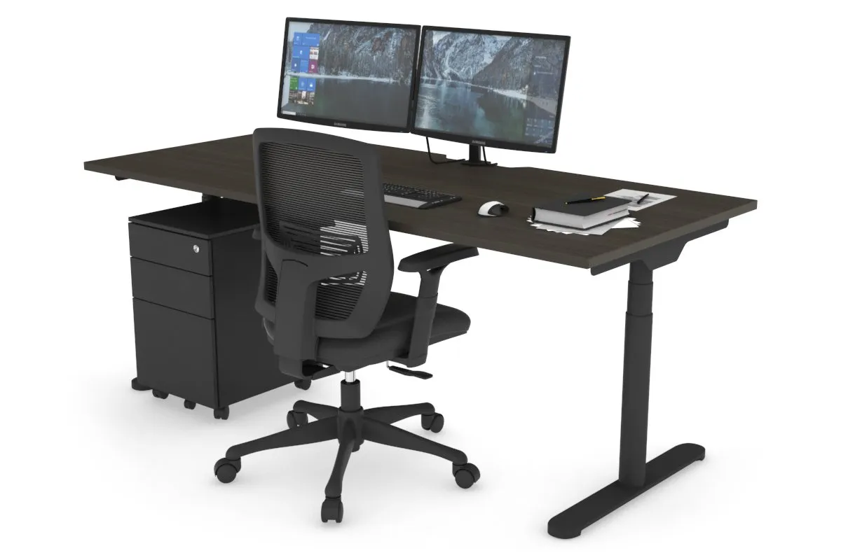 Flexi Premium Height Adjustable Single Workstation [1800L x 800W with Cable Scallop]