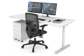 Flexi Premium Height Adjustable Single Workstation [1800L x 800W with Cable Scallop]