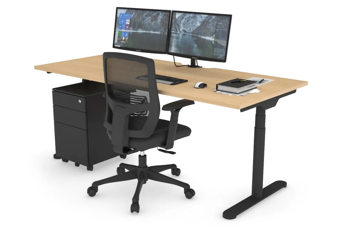 Flexi Premium Height Adjustable Single Workstation [1800L x 800W with Cable Scallop]