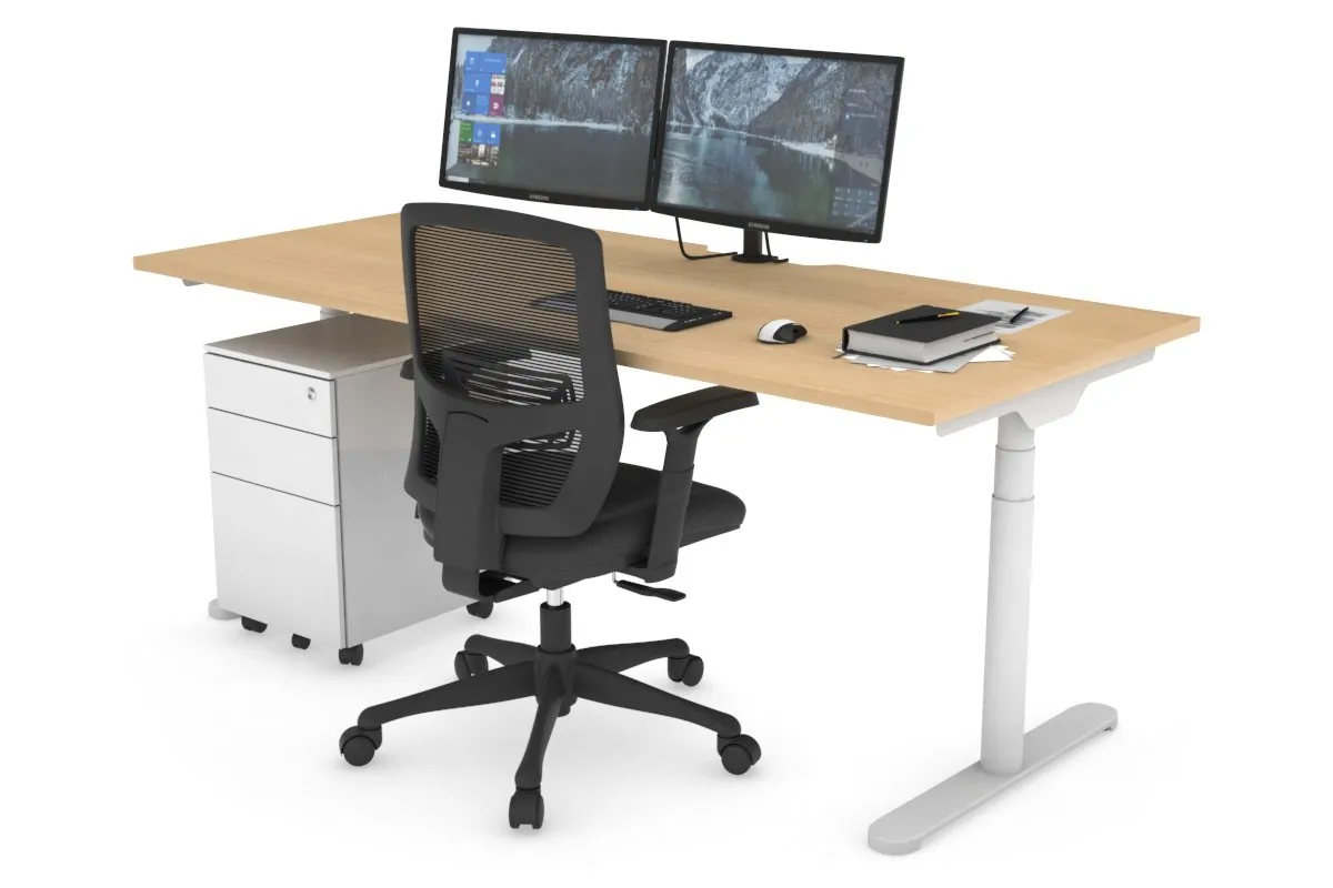 Flexi Premium Height Adjustable Single Workstation [1800L x 800W with Cable Scallop]